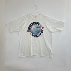 Vintage USS Nimitz Nine US Navy 1997 World Tour Cruise T Shirt White  Sz 2XL USA